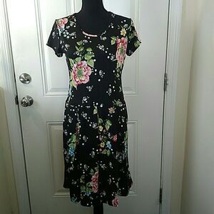 (3/$20) Paolino black printed dress with pockets